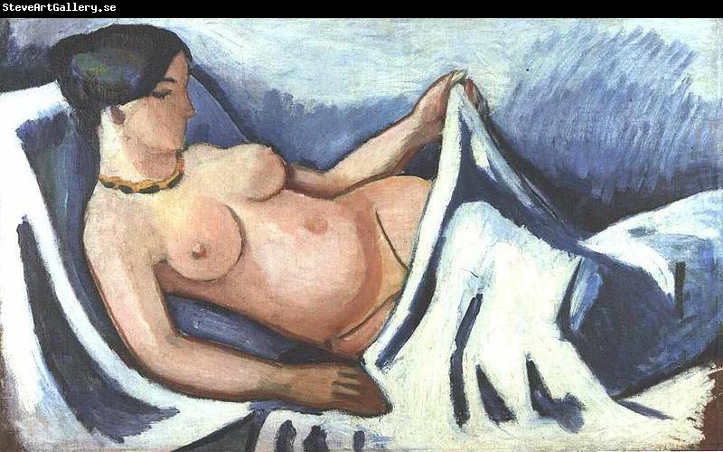 August Macke Reclining female nude